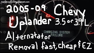 2005-09 chevy uplander alternator removal 3.5L 3.9L
