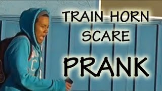 BEST OF TRAIN HORN SCARE PRANK | Ryan Lewis Pranks