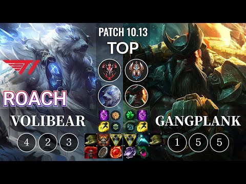 T1 Roach Volibear vs Gangplank Top - KR Patch 10.13