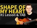Guitar lesson & TAB - shape of my heart 1/3 ...