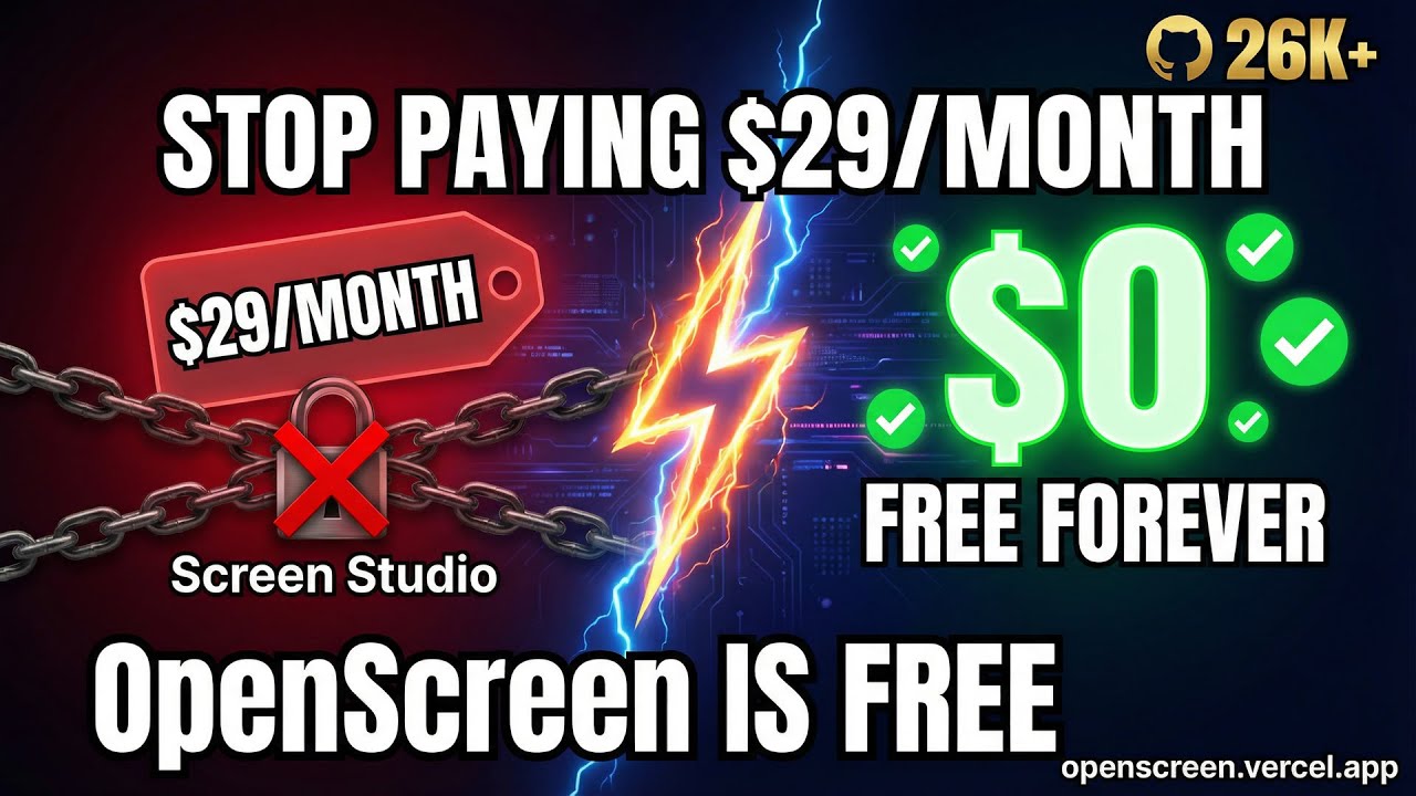 Screen Studio is $29/Month - OpenScreen Does It FREE (26K GitHub Stars)