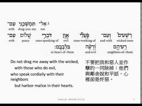 Psalm 28: Hebrew interlinear audio Bible 希伯來文聖經:詩篇第二十八篇