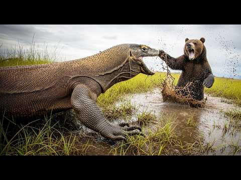 EPIC BATTLE: Grizzly Bear vs Komodo Dragon Fight