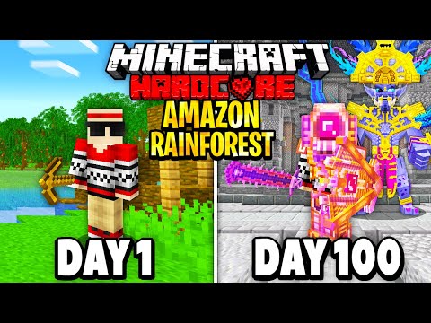 Surviving 100 Days in Amazon Rainforest! Insane Hardcore Minecraft Adventure