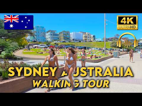 WALKING TOUR SYDNEY AUSTRALIA | Bondi Beach is SIZZLING | 4KUHD | Binaural 🎧