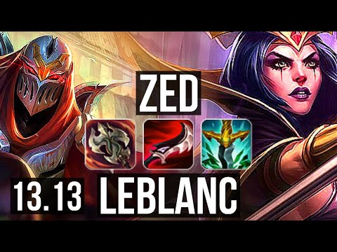 ZED vs LEBLANC (MID) | Penta, 900+ games, 13/4/9, 900K mastery, Dominating | KR Master | 13.13