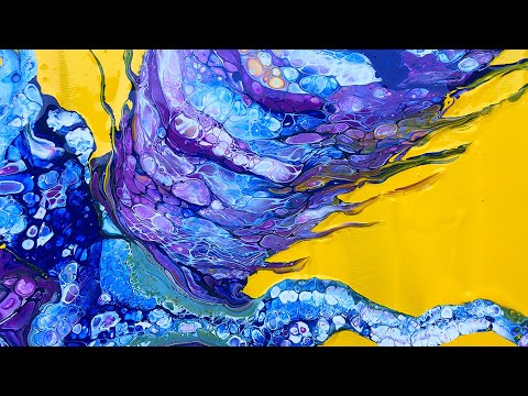 Acrylic Pouring Technique - Amazing Funnel Pour Bright Background Split-Complementary Colors (54)