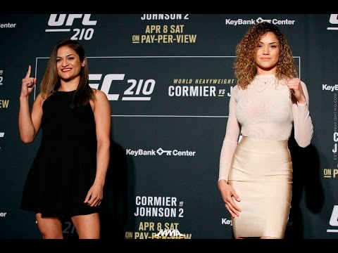 Cynthia Calvillo vs. Pearl Gonzalez UFC 210 Media Day Staredown