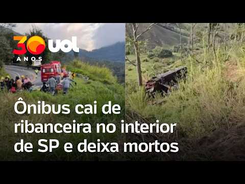 Ônibus vindo de Minas Gerais cai de ribanceira no interior de SP e deixa mortos