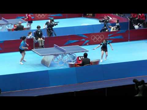 Women's team table tennis, Sin vs Pol, Olympics 2012 @ Excel. 3rd Aug 2012