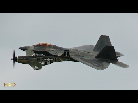 F-22 Raptor & P-51 Mustang Heritage Flight - Monday - EAA AirVenture Oshkosh 2025