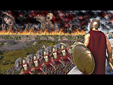 KING LEONIDAS AND HIS 30,000 WARRIORS ARE ATTACKED BY ZOMBIES - Epic Battle Simulator 2 - UEBS 2