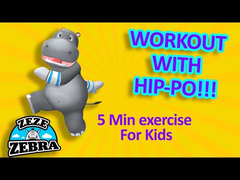 Kids exercise 5 minutes easy workout for Kids with Hip-po|Zeze Zebra animation for kids