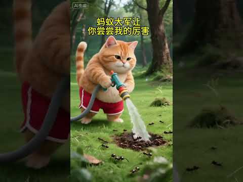 Ep 87 || The interesting story of the fat orange cat and the black ants #cat #aicat #fatcat