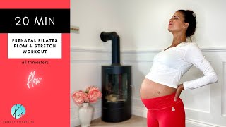 20 Minute Prenatal Pilates Flow & Stretch Workout - all trimesters