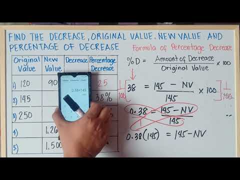 Find The Decrease In Value Original And New Value And Percentage Decrease Grade 7 Mc