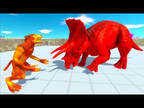 COLORED UNITS RUN INTO RED TRICERATOPS