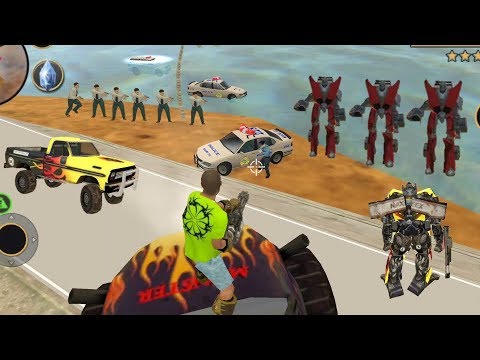 Vegas Crime Simulator - (Vegas Hero Fighter Car Robot With Monster Truck) Vegas Fight on Beach - HD