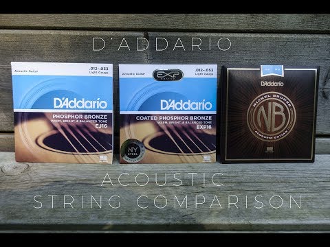 D'Addario Acoustic Guitar string comparison EJ16 vs EXP16 vs Nickel Bronze