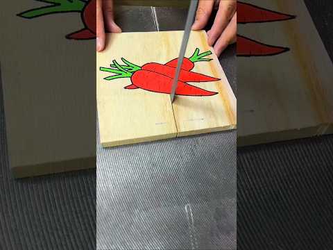 Dad Cuts Her Carrot Painting… But Look What Happens! 😱🥕🎨 #shorts #woodworking #woodart #artwork