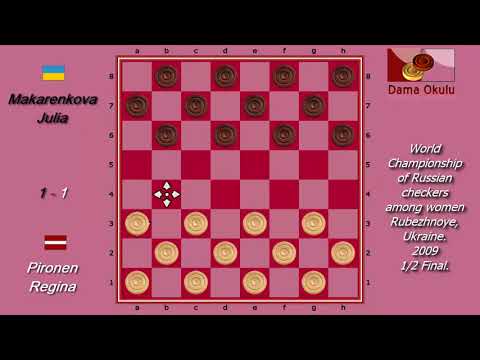 Makarenkova Julia (UKR) - Pironen Regina (LVA). World Draughts-64_women-2009. Semifinal.