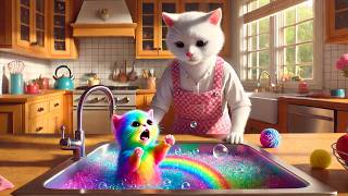 🌈🐱Rainbow Cat's Mischief🫧Crashing Cat Mom💥 #ai #story #catshorts#aicat#catvideos#cartoon#aicat