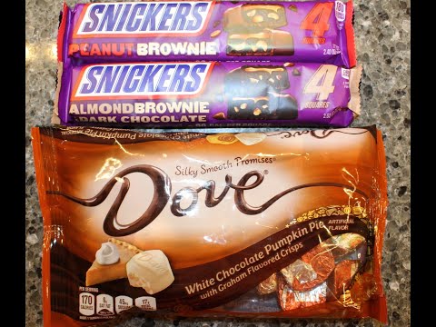 Snickers Peanut Brownie, Snickers Almond Brownie & Dove White Chocolate Pumpkin Pie Review