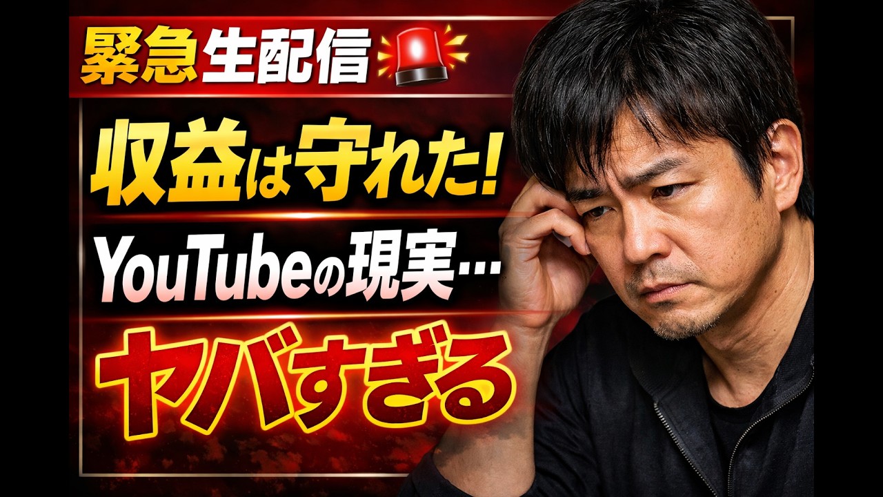 【緊急】収益は守れた…だがYouTubeの現実がヤバすぎる