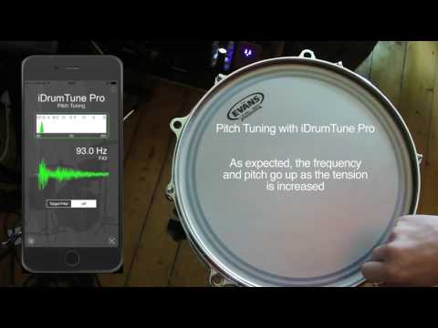 Drum tuning with iDrumTune Pro drum tuner app - pitch range of 13" tom drum
