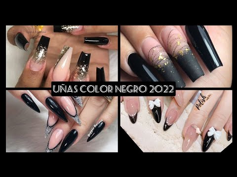 UÑAS COLOR NEGRO 2022 🖤 DISEÑOS DE UÑAS 2022 #nails2022 #trendsnails #diseñosdeuñas #uñasdecoradas
