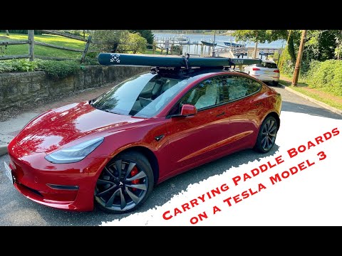 Seasucker Board Rack on a Tesla Model 3