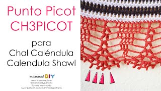Crochet Tutorial Picot Stitch for Calendula Shawl by Cecilia Losada of Mamma Do It Yourself