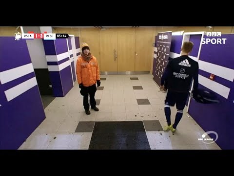 Anderlecht star caught on camera headbutting dressing room door in frustration after being sent