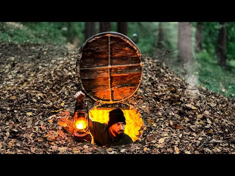 Building a Warm and Secret Dugout for Survival Deep Underground | Bushcraft, Secret Cave