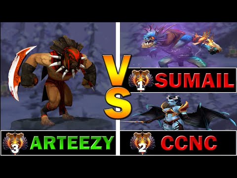 Dota 2 Pro Battle - ARTEEZY [Bloodseeker] VS SUMAIL [Slark] + CCNC [Queen Of Pain]