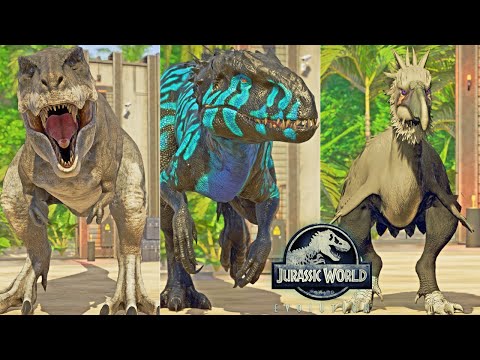 Dinosaurs Fighting in Humans 🌍 Jurassic World Evolution T-REX, I-REX, Spinosaurus, Kelenken Fight!