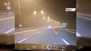 TEM’in Bolu Geçişinde Tipi Şeklinde Kar Yağışı