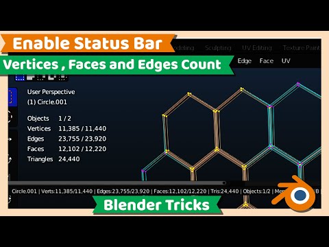 Blender Tutorial : Enable Status Bar ( Vertices , Faces and Edges Count )