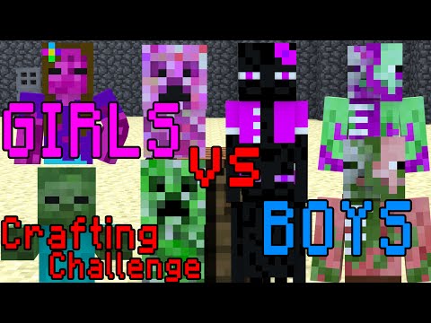 Monster School: Girls vs Boys Crafting Challenge - Minecraft Animation