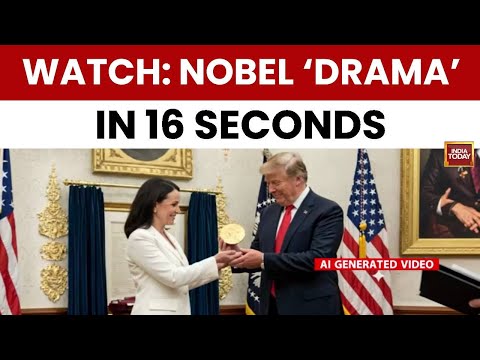 Watch Nobel 'Drama': María Corina Machado Presents Her Nobel Peace Prize To Donald Trump | AI Video