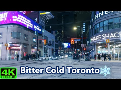 【4K】Toronto Bitter Cold Night Walk ❄️ | Orange Storm Warning & Winter Nightlife (January 2026)