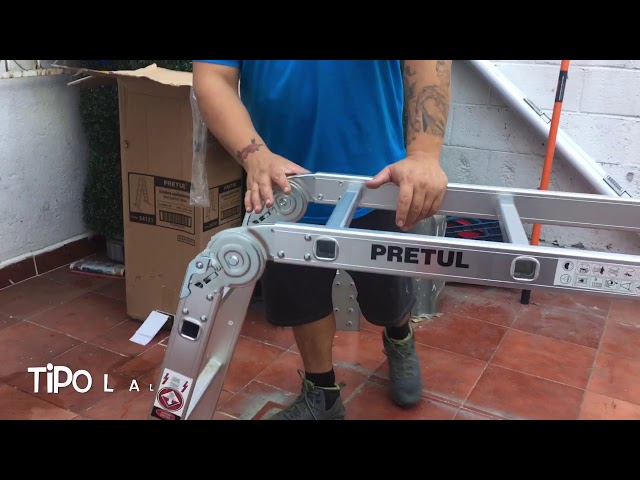 Vídeo relacionado con OUTIGO Escalera Multiusos 4x3, 7 en 1, 12 peldaños, Plegable, de Aluminio, con 2 Ruedas, para Uso doméstico, Carga máxima 150 kg