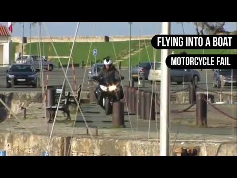 Motorcycle Crashes Into a Boat