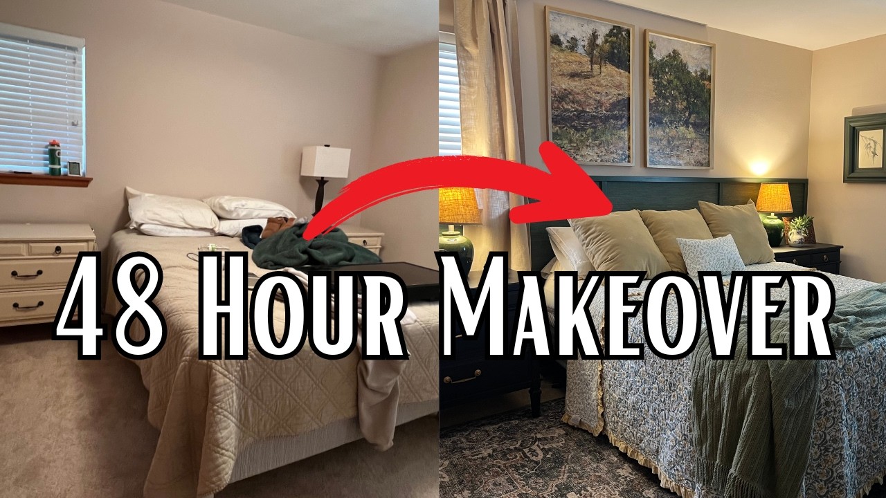 Transforming a Drab Bedroom in 48 Hours (on a Budget)! Rental Friendly DIYs!