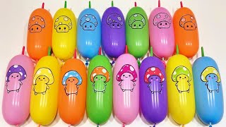 Slime mixing with balloon characters – pink pigment ASMR slime pops #52