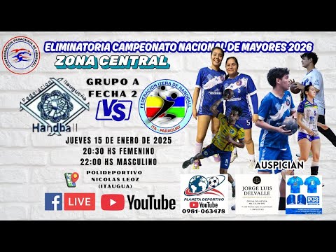 Balonmano | ITAUGUA VS ITA | Masculino | Eliminatoria Nacional de Mayores | Zona Central | Grupo A