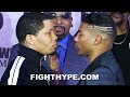 GERVONTA DAVIS STARES DOWN YURIORKIS GAMBOA, WHO MEAN MUGS BACK DURING INTENSE FIRST FACE OFF