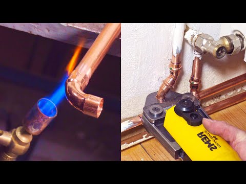 Soldering, crimping and installing new radiators with copper pipes (all work steps)