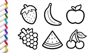 Fruit Coloring Page For Kids | Learn Fruits Names Colors & Drawing | Toddler Learning Video