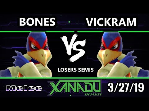 S@X 295 SSBM - Bones (Falco) Vs. Vickram (Falco) - Smash Melee Losers Semis